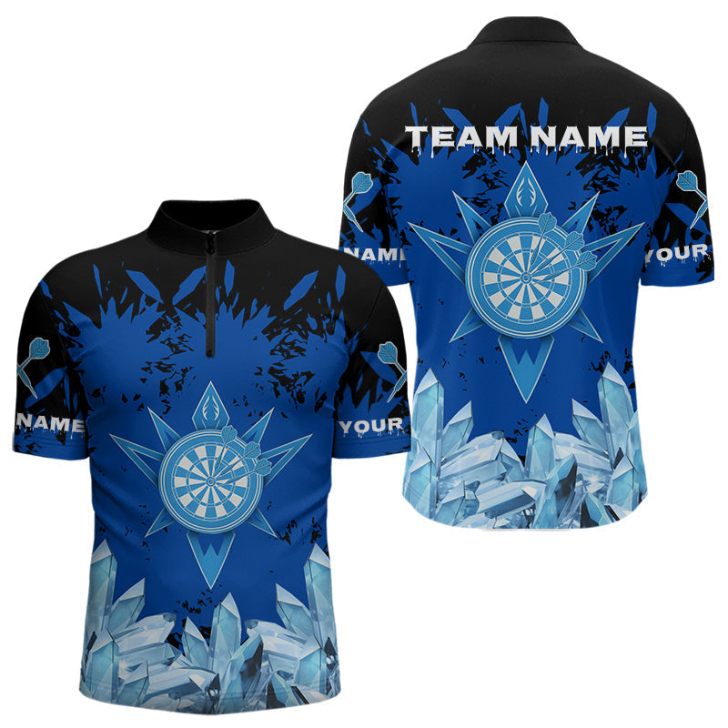Blisscorners Funny Ice Pattern & Blue Dartboard Darts Team Shirt For Men - Customizable Name