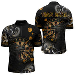 Blisscorners Black Ferocious Wolf & Gold Dartboard Darts Team Shirt For Men - Customizable NameMT0306
