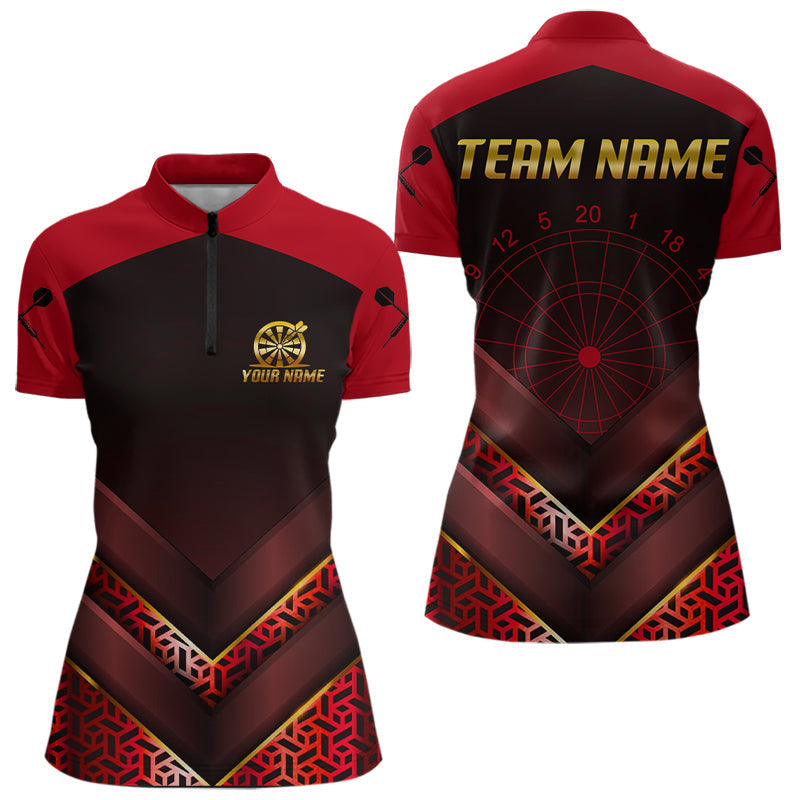 Blisscorners Black & Red Geometric Men's Dart Shirt - Custom Name Shirt For Dart Players MT1006