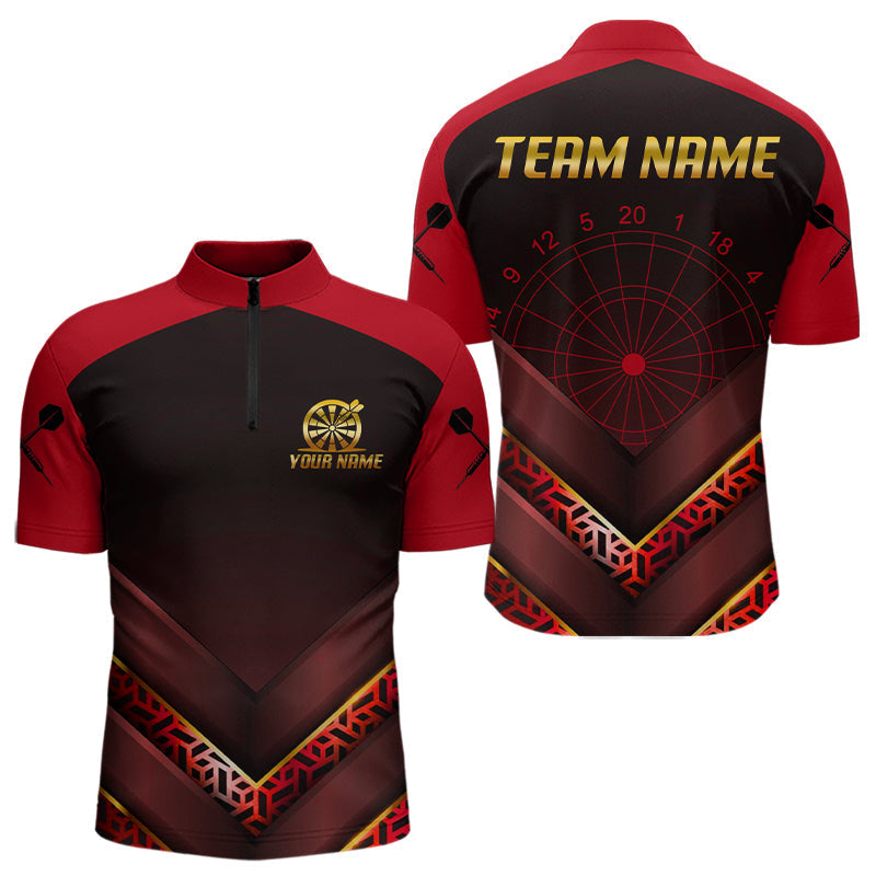 Blisscorners Black & Red Geometric Men's Dart Shirt - Custom Name Shirt For Dart Players