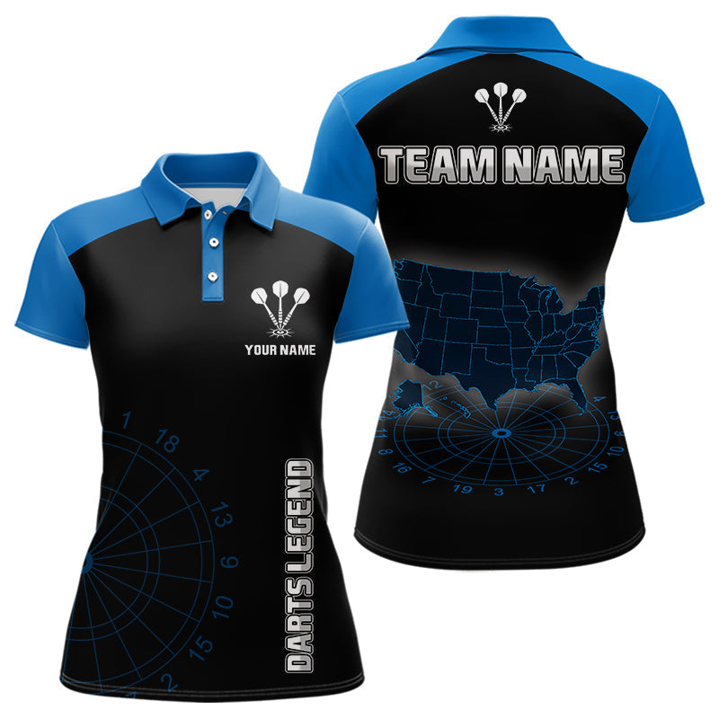 Blisscorners Navy Lightning US Map Dartboard Men's Darts Shirt - Custom Name For Dart Players