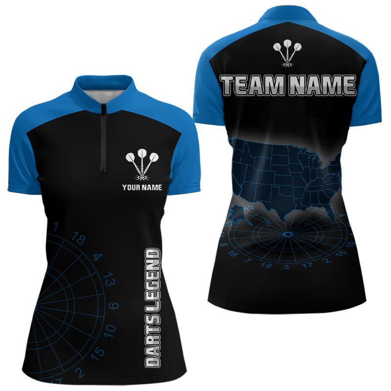 Blisscorners Navy Lightning US Map Dartboard Men's Darts Shirt - Custom Name For Dart Players
