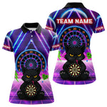 Blisscorners Dark Cat & Neon Electric Men's Darts Shirt - Custom Name For Dart Players
