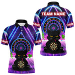Blisscorners Dark Cat & Neon Electric Men's Darts Shirt - Custom Name For Dart Players