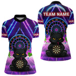 Blisscorners Dark Cat & Neon Electric Men's Darts Shirt - Custom Name For Dart Players