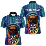 Blisscorners Darts & Cool Bulldog Tech Neon Men's Darts Shirt - Custom Name For Dart Players