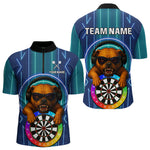 Blisscorners Darts & Cool Bulldog Tech Neon Men's Darts Shirt - Custom Name For Dart Players