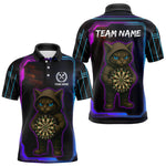 Blisscorners Lightning Cat Tech Neon Dartboard Men's Darts Shirt - Custom Name For Darts Jersey