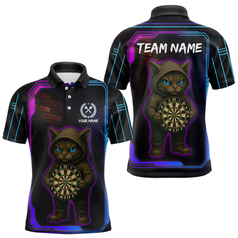 Blisscorners Lightning Cat Tech Neon Dartboard Men's Darts Shirt - Custom Name For Darts Jersey MT1006