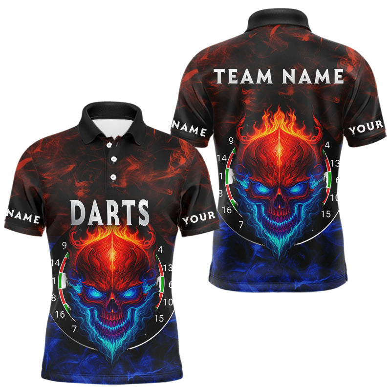 Blisscorners Flame Skull Dartboard Men's Darts Polo Shirt - Custom Name For Players LM1307