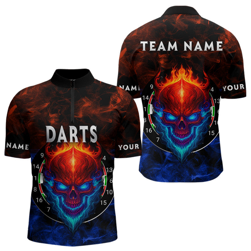 Blisscorners Flame Skull Dartboard Men's Darts Polo Shirt - Custom Name For Players LM1307