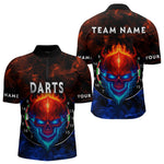 Blisscorners Flame Skull Dartboard Men's Darts Polo Shirt - Custom Name For Players LM1307