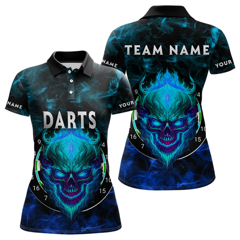 Blisscorners Flame Skull Dartboard Men's Darts Polo Shirt - Custom Name For Players 1 LM1307