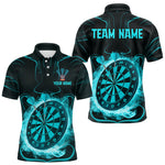 Blisscorners Lightning Smoke Turquoise Dartboard Men's Darts Shirt - Custom Name For Players LM1506
