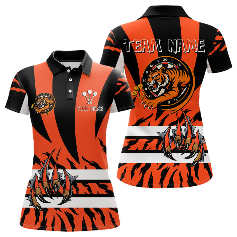 Blisscorners Fierce Tiger & Claws Dartboard Men's Orange Darts Shirt - Custom Name For Players MT1706