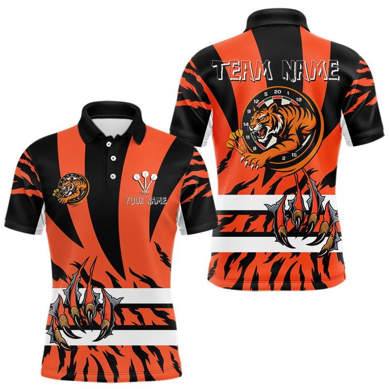 Blisscorners Fierce Tiger & Claws Dartboard Men's Orange Darts Shirt - Custom Name For Players MT1706