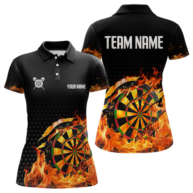 Blisscorners Men's Custom Darts Shirt With Cracked Flame Dartboard And Halftone Pattern