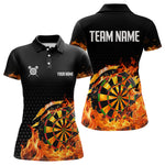 Blisscorners Men's Custom Darts Shirt With Cracked Flame Dartboard And Halftone Pattern