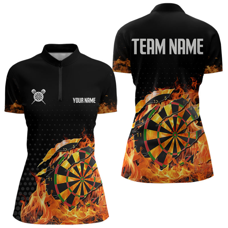 Blisscorners Men's Custom Darts Shirt With Cracked Flame Dartboard And Halftone Pattern