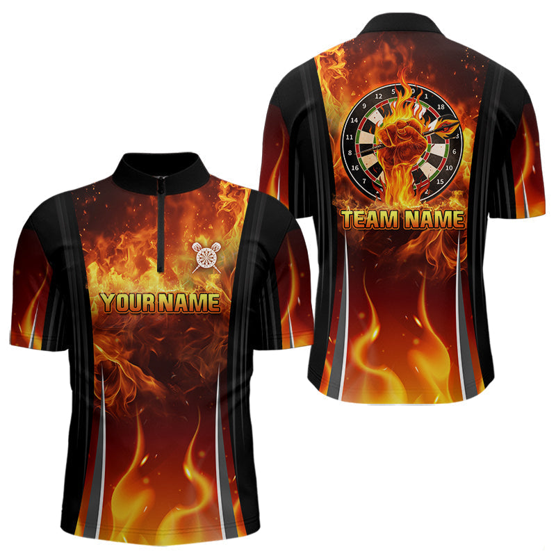 Blisscorners Flaming Hand Holding Dart Arrow Men's Darts Shirt - Custom Name For Darts Jersey MT2306
