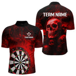 Blisscorners Red Smoke Dartboard & Multi Skulls Men's Darts Shirt - Custom Name For Players LM3006