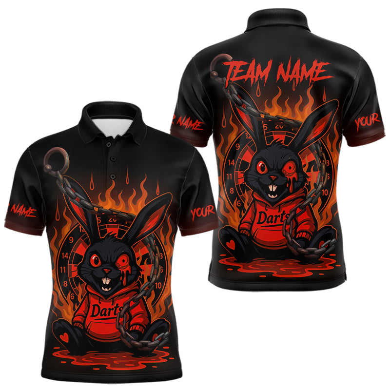 Blisscorners Flaming Rabbit & Orange Dartboard Darts Shirt For Men - Custom Name & Team Jersey LM3006