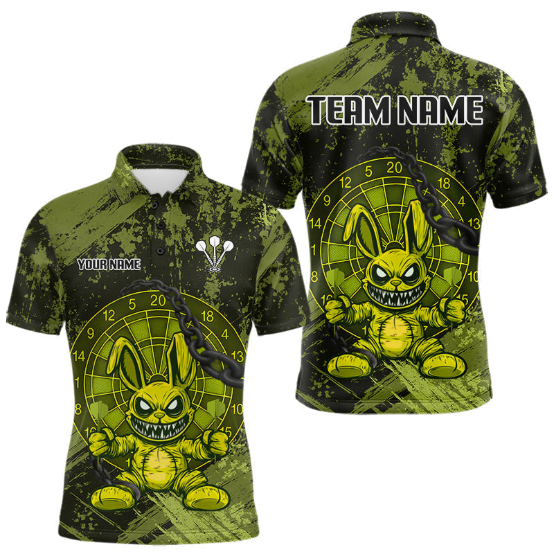 Blisscorners Crazy Rabbit Dartboard Arrows Grunge Darts Shirt For Men - Custom Name & Team | Opt2 - Military LM3006