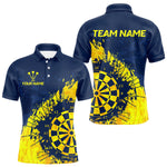 Maxxcorners Blue And Yellow Dartboard Grunge Darts Shirt For Men - Custom Name For Darts Player MT0307