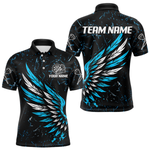 Blisscorners Custom White-Blue Wings Grunge Style Dart Shirt For Men, Dart Team Jerseys