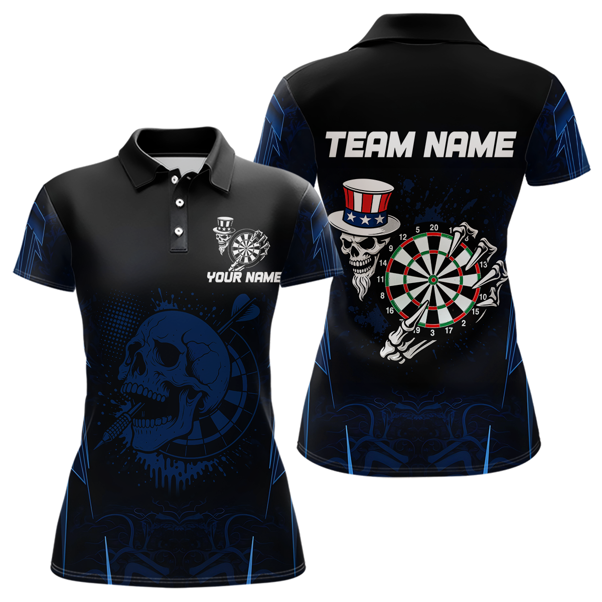 Blisscorners USA Gothic Skull Dartboard Men's Darts Team Shirt - Custom Name For Players MT1706