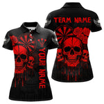 Blisscorners Red Dripping Skulls & Darts Men's Grunge Darts Shirt - Custom Name For Players LM2206