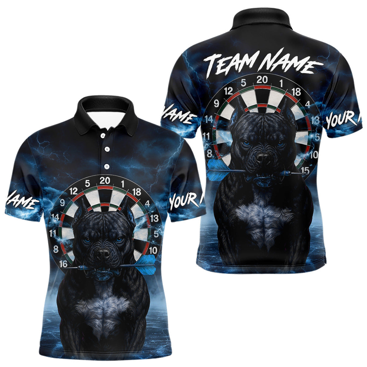 Blisscorners Bulldog Play Darts Men's Polo Shirt Darts Jersey Custom Name For Players MT1007