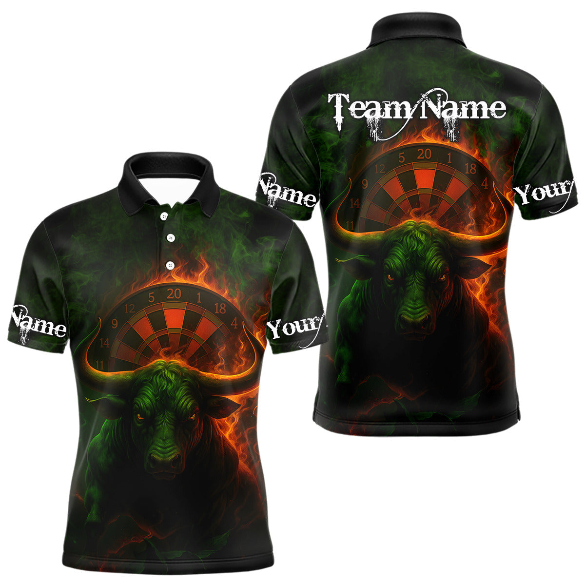 Blisscorners Orange Flaming Dartboard & Bull Darts Shirt For Men - Custom Name & Team Jersey LM3006