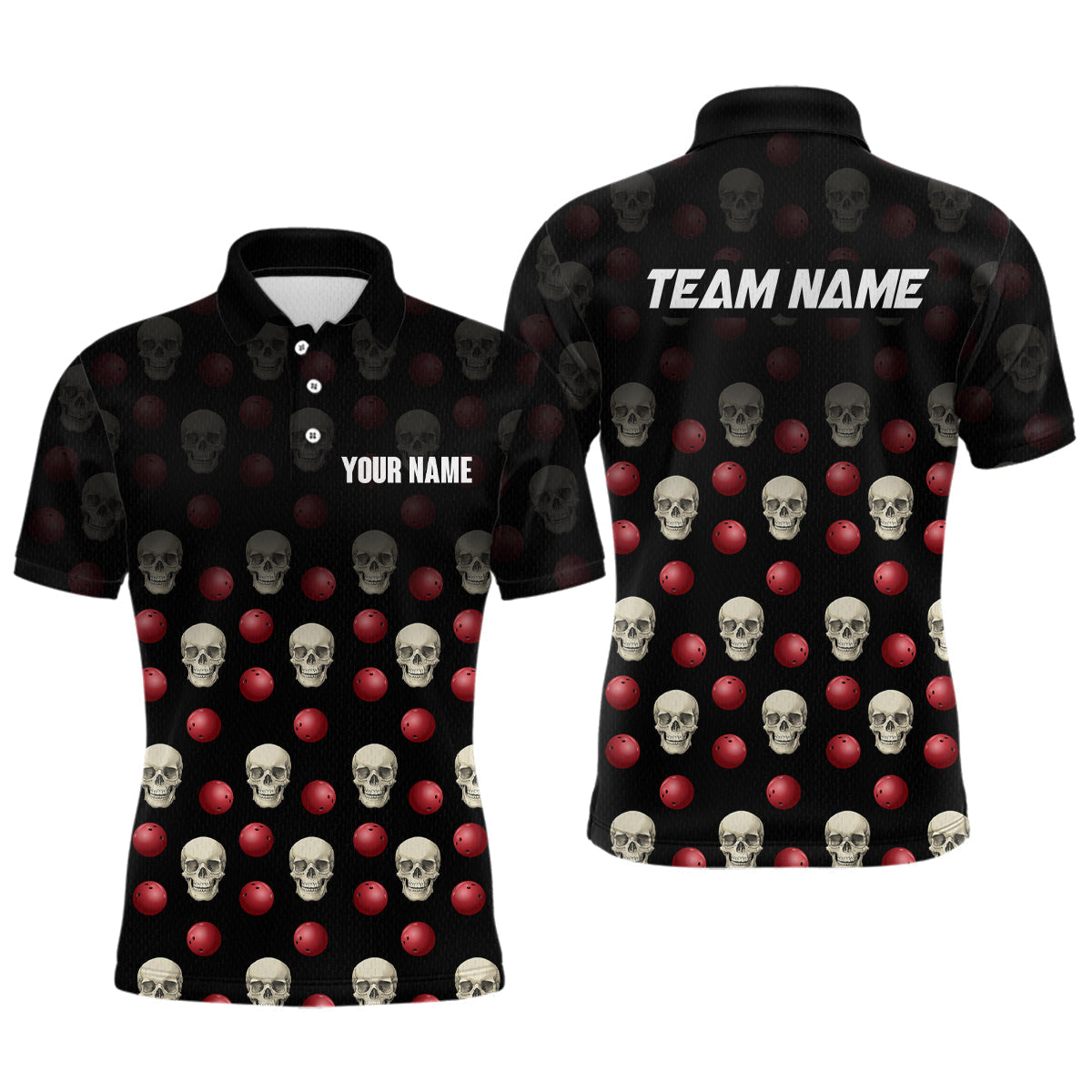 Blisscorners Skull Bowling Shirt Personalized Polo Bowling Team jersey Pattern Bowling League