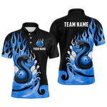 Blisscorners Custom Blue Flame Cobra Snake Bowling Shirt Polo Bowling Team League Bowling Jersey
