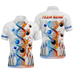 Blisscorners Custom Flame & Water DNA Bowling Shirt White Polo Bowling Jersey for Men And Women
