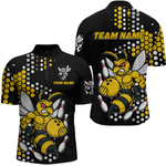 Blisscorners Custom Funny Bee Bowling Team Shirt Bowling Jersey for Men Bowling Outfit Gifts MT1607