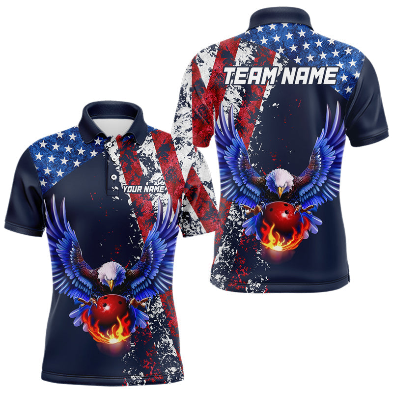 Blisscorners Custom US Flag Eagle Bowling Shirts American Bowling Jersey Men Women Patriotic