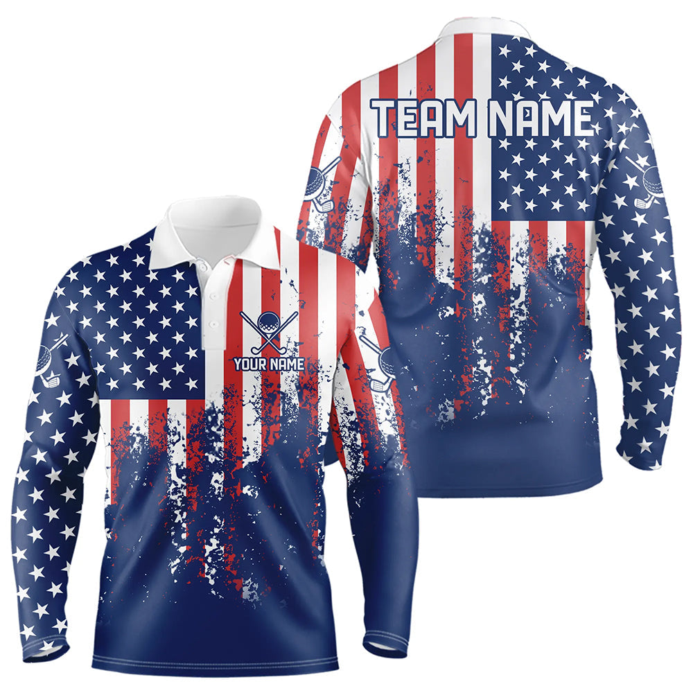 Blisscorners Custom Patriotic Golf Polo Shirts for Men Women Team Golf Shirts Personalized LM2007