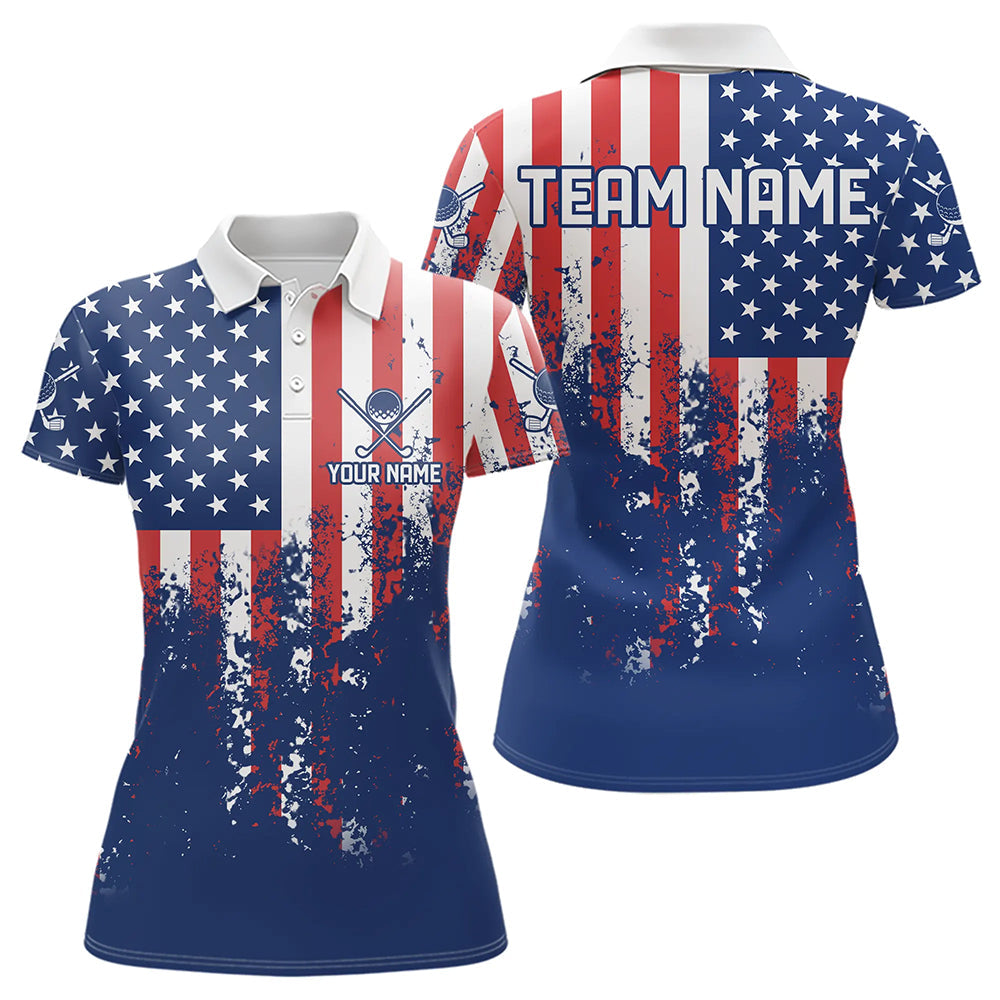 Blisscorners Custom Patriotic Golf Polo Shirts for Men Women Team Golf Shirts Personalized LM2007