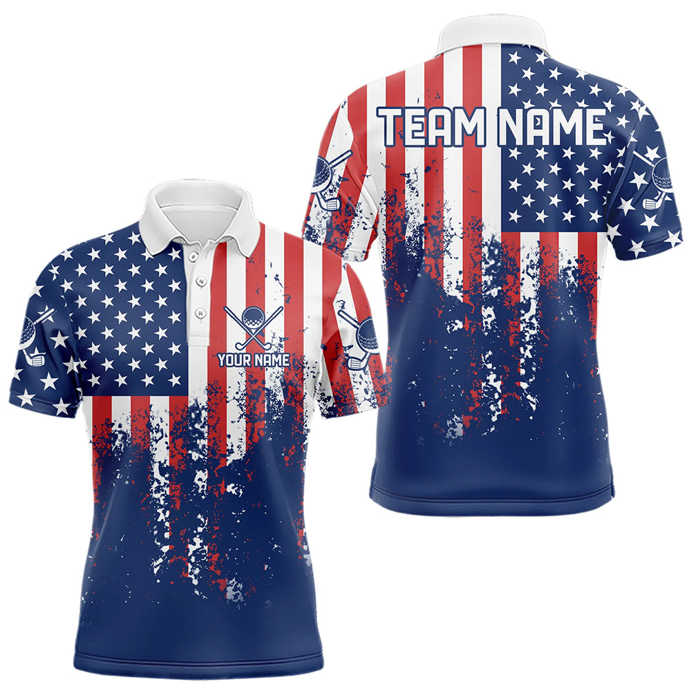 Blisscorners Custom Patriotic Golf Polo Shirts for Men Women Team Golf Shirts Personalized LM2007