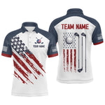 Blisscorners Custom Patriotic Golf Polo Shirt White Golf Shirts for Men Women Team NameLM2007
