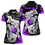 Blisscorners Custom Purple Butterflies Bowling Shirt for Men Women Team Bowling Polo&Quater Zip