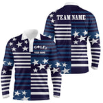 Blisscorners Customize Patriotic Golf Polo Shirt for Team Blue Golf Shirts for Women Men LM2007