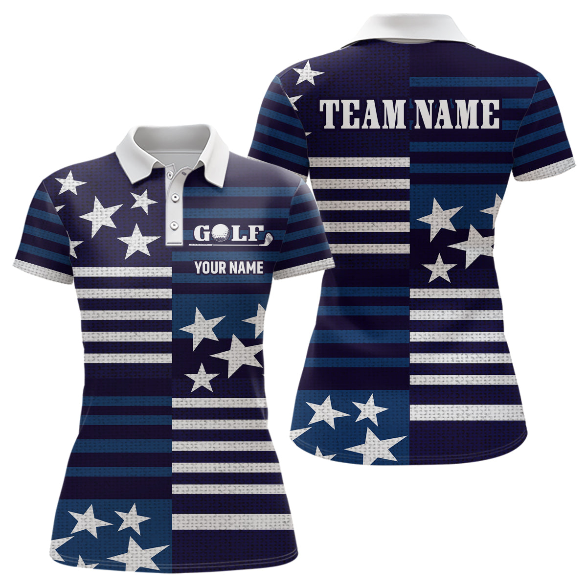 Blisscorners Customize Patriotic Golf Polo Shirt for Team Blue Golf Shirts for Women Men LM2007
