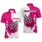 Blisscorners Custom Sharp Claws Bowling Shirt Pink Men Women Team Bowling Flaming Jerseys