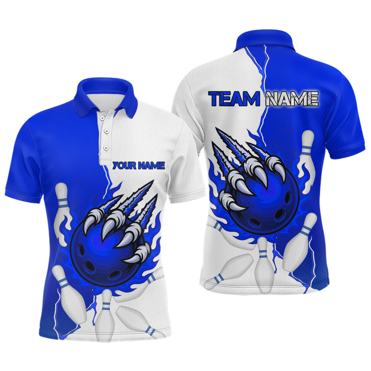 Blisscorners Custom Sharp Claws Bowling Shirt Blue Men Women Team Bowling Flaming Jerseys