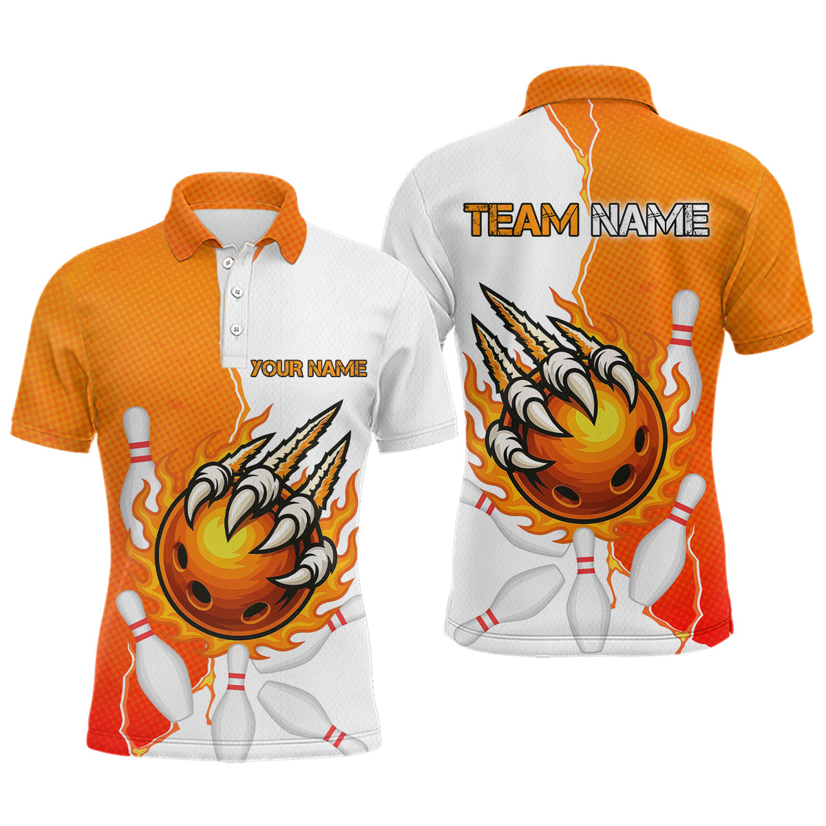 Blisscorners Custom Sharp Claws Bowling Shirt Orange Men Women Team Bowling Flaming Jerseys