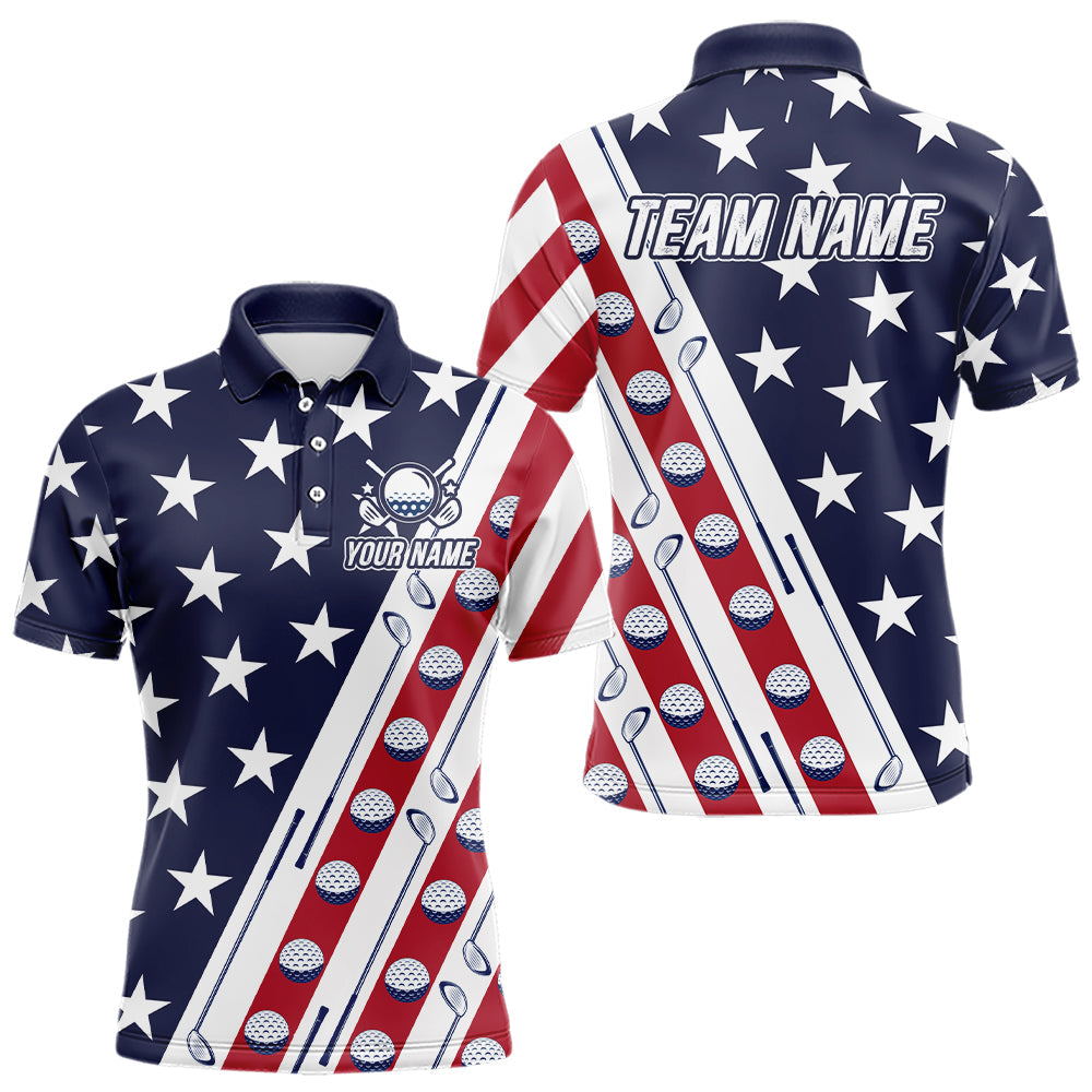 Blisscorners Custom American Golf Polo Shirt Patriotic Golf Shirts for Men Women Team Name LM2007