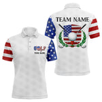 Blisscorners Custom Patriotic Golf Polo Shirt for Men Women Team US Flag Golf Shirts White LM2007